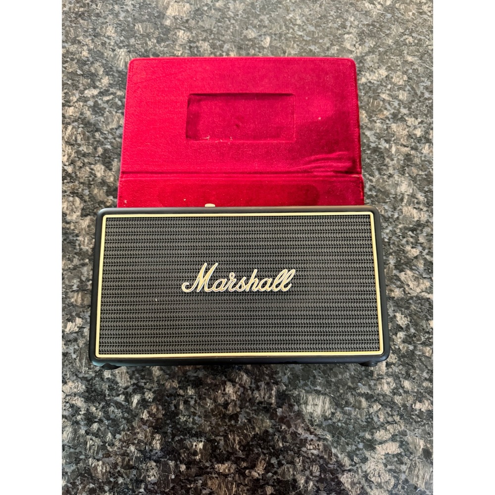 Marshall Stockwell Portable Bluetooth Speaker with Flip Cover Case Black Gold